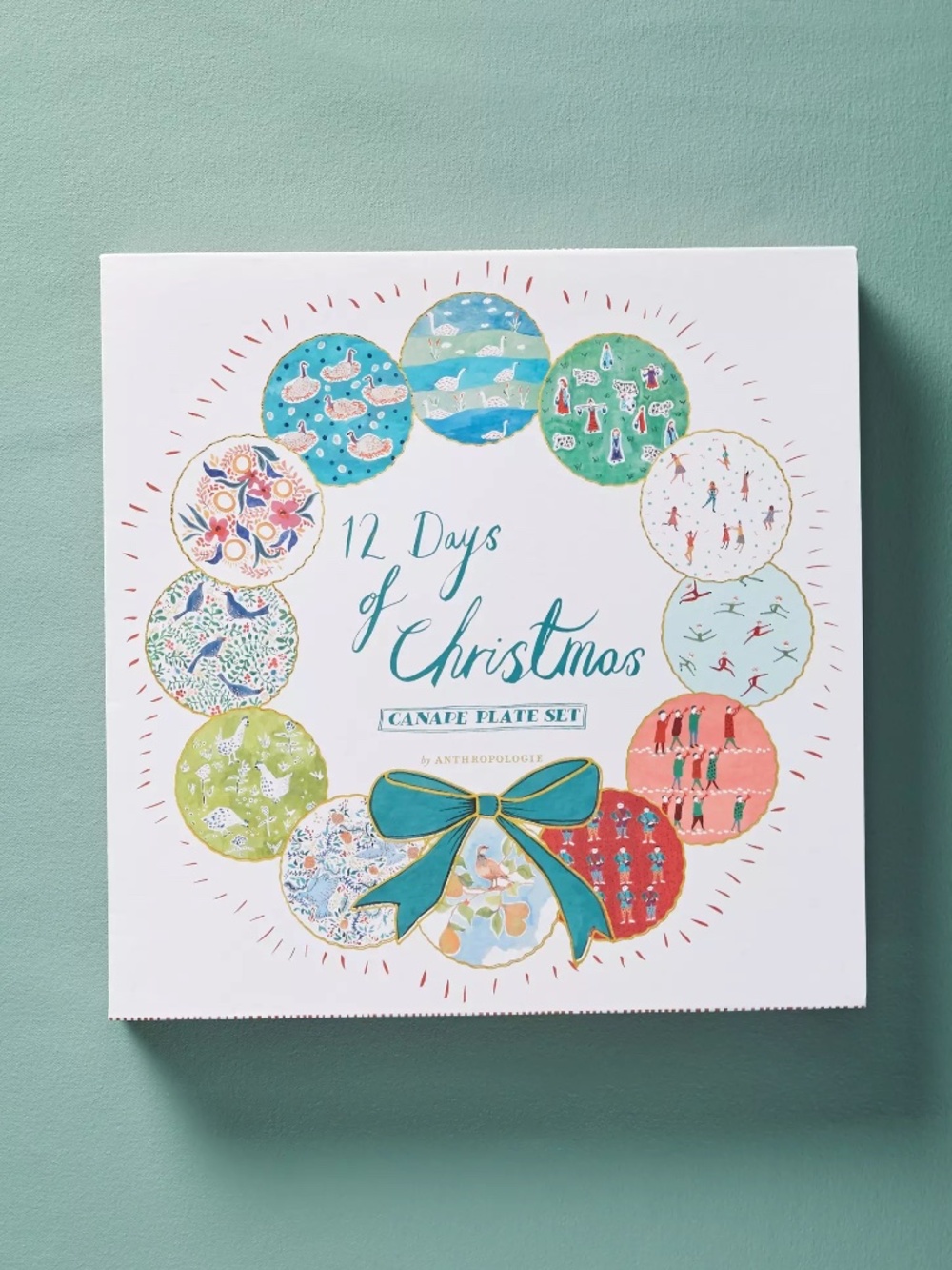 MINT New Anthropologie 12 Days of Christmas Canape Plate Set of 12 In Box 2018
